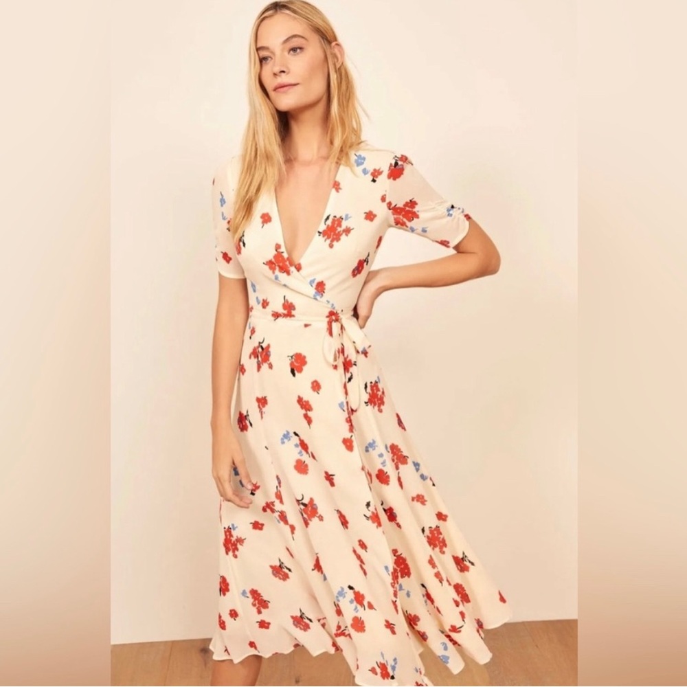 Reformation Napa Floral Wrap Dress Size S small Midi